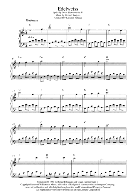 Edelweiss Music Box Version Sheet Music