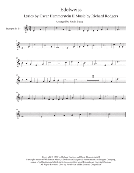 Free Sheet Music Edelweiss Trumpet