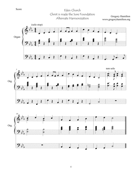 Eden Church Christ Is Made The Sure Foundation Alternate Harmonization Sheet Music