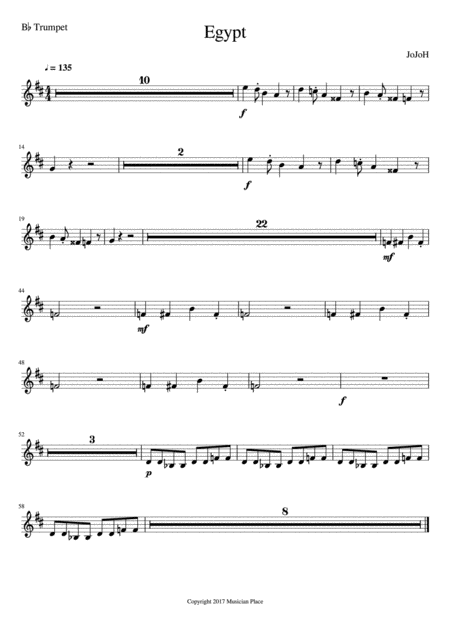 Egypt Bb Trumpet Sheet Music