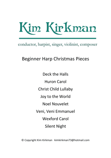 Free Sheet Music Eight Beginner Harp Christmas Pieces