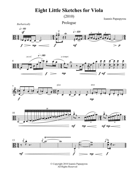 Free Sheet Music Eight Little Sketches For Viola 2010