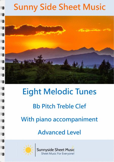Free Sheet Music Eight Melodic Tunes For Treble Clef Bb Instruments With Piano Accompaniment