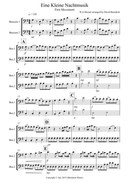 Eine Kleine Nachtmusik 1st Movement For Bassoon Duet Sheet Music