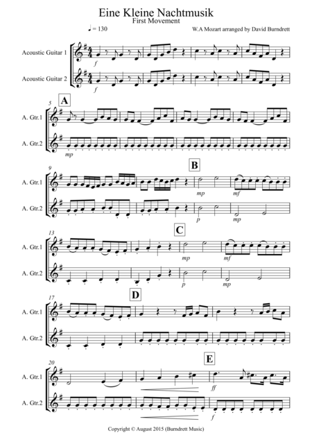 Eine Kleine Nachtmusik 1st Movement For Guitar Sheet Music