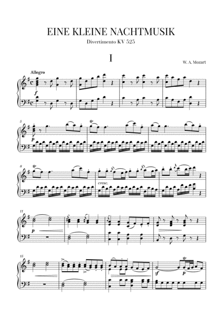 Eine Kleine Nachtmusik For Piano Solo Sheet Music