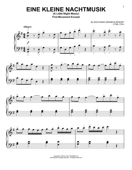 Eine Kleine Nachtmusik Serenade First Movement Excerpt Sheet Music