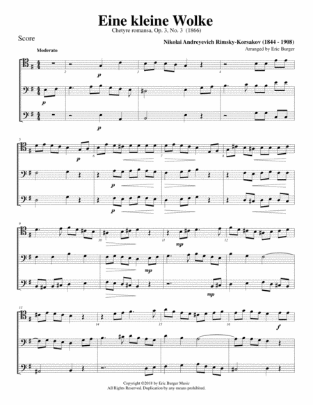 Eine Kleine Wolke For Trombone Or Low Brass Trio Sheet Music