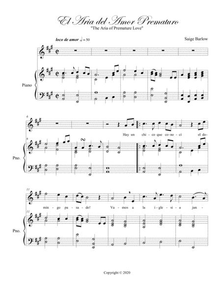 El Aria Del Amor Prematuro Sheet Music