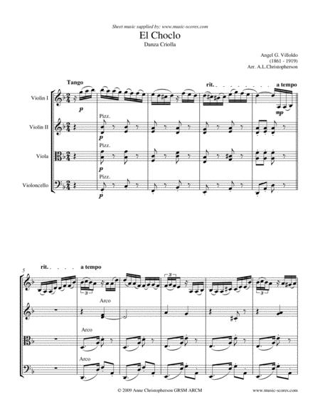 El Choclo String Quartet Sheet Music