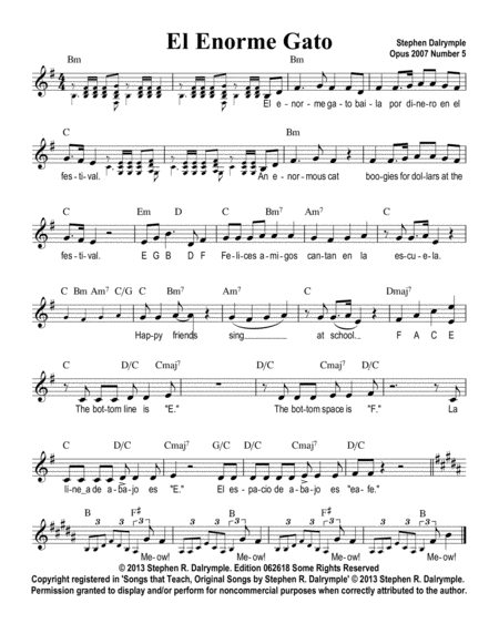 Free Sheet Music El Enorme Gato