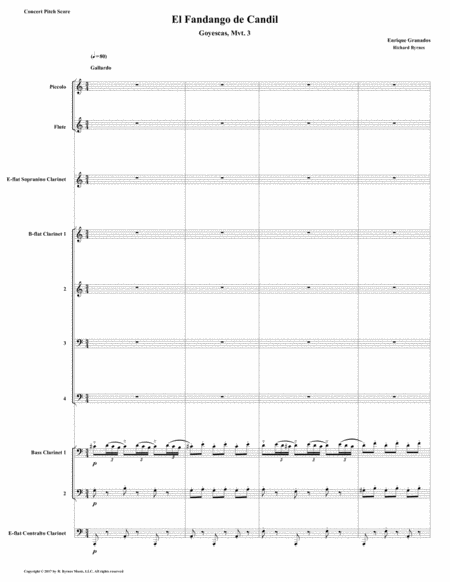 Free Sheet Music El Fandango De Candil Fandango By Candlelight For Clarinet Octet Flute Piccolo