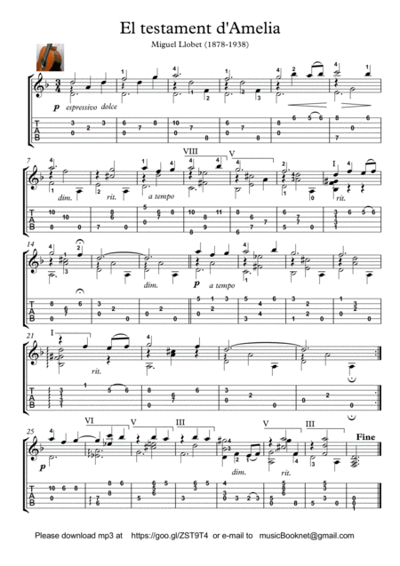 El Testament D Amelia Sheet Music