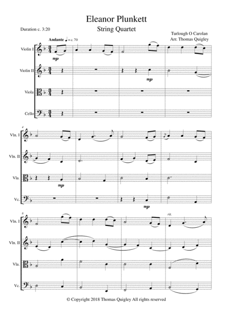 Free Sheet Music Eleanor Plunkett