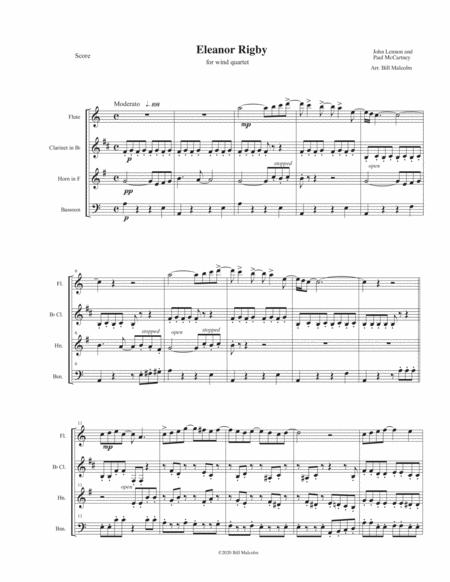 Eleanor Rigby For Wind Quartet Sheet Music