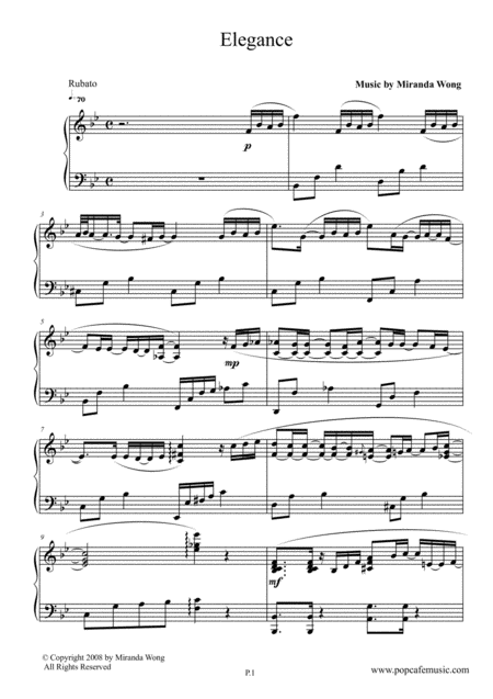 Free Sheet Music Elegance Sweet Jazz Piano Solo By Miranda Wong