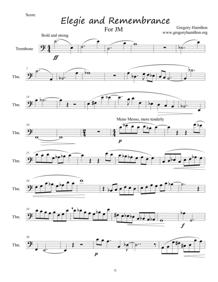 Elegie For Solo Trombone Sheet Music