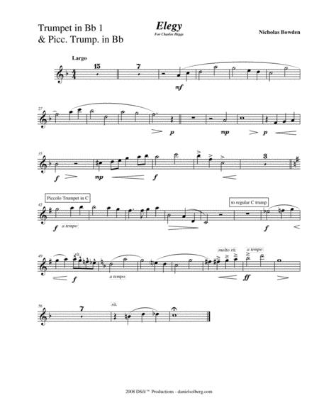 Elegy By Nick Bowden Instrumental Parts And Score Sheet Music