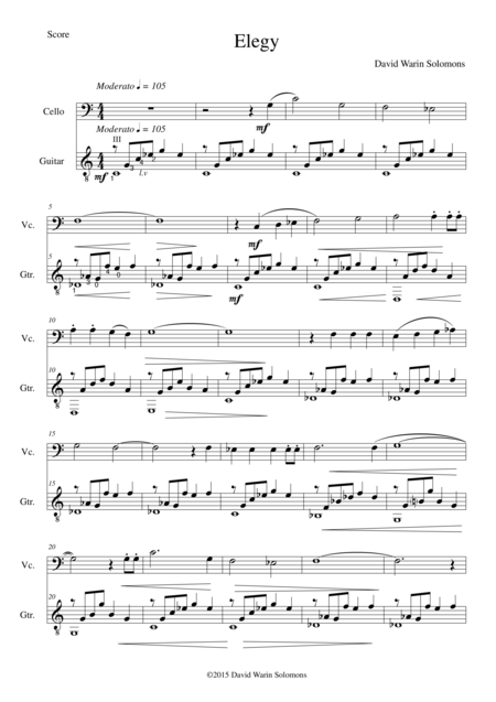 Free Sheet Music Elegy Elgie For Cello And Guitar