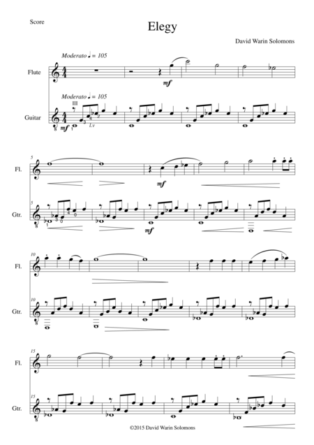 Free Sheet Music Elegy For Flute And Guitar