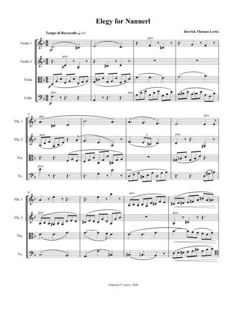 Elegy For Nannerl For String Quartet Sheet Music