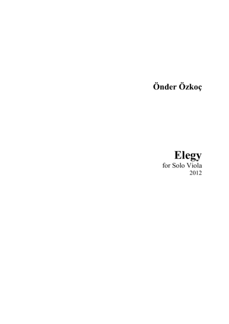 Elegy For Solo Viola Sheet Music