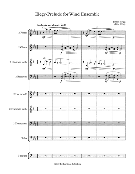 Elegy Prelude For Wind Ensemble Sheet Music