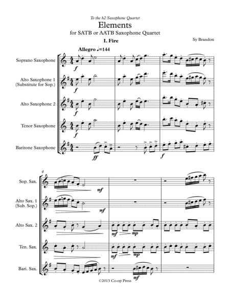 Elements For Saxophone Quartet Sheet Music