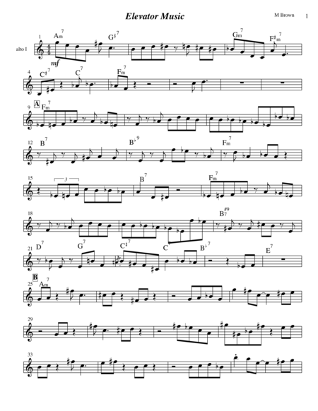 Elevator Music Alto Sax Sheet Music