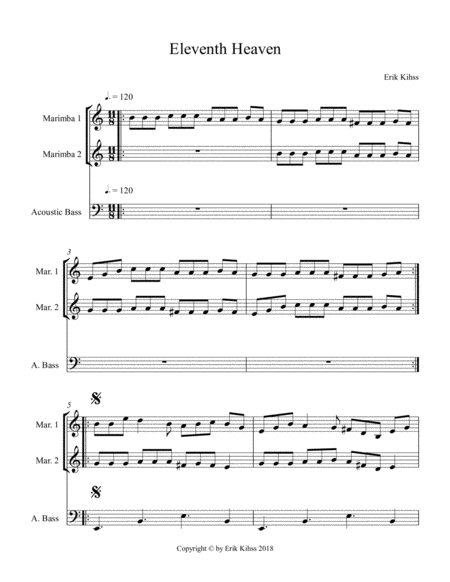 Free Sheet Music Eleventh Heaven A Minimalist Piece For 2 Marimbas In 11 8