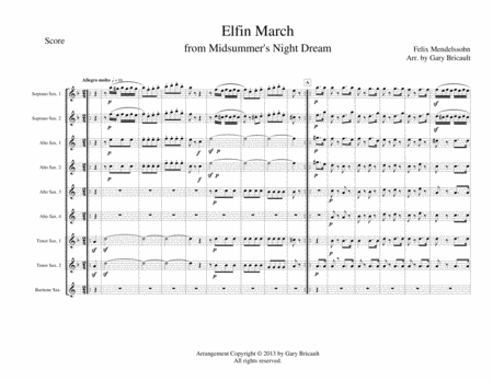 Free Sheet Music Elf March From Midsummer Nights Dream