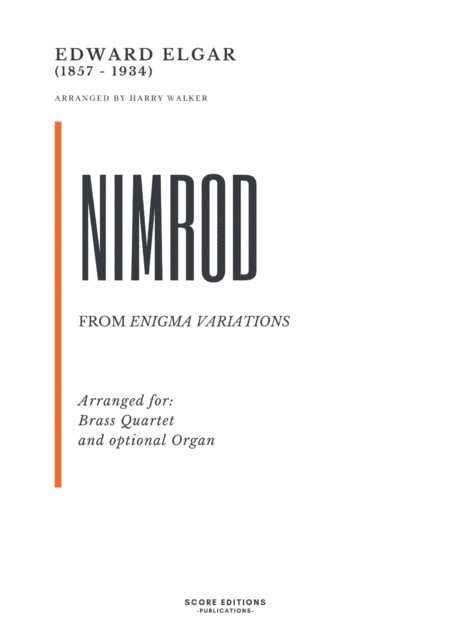 Elgar Nimrod For Brass Quartet And Optional Organ Sheet Music