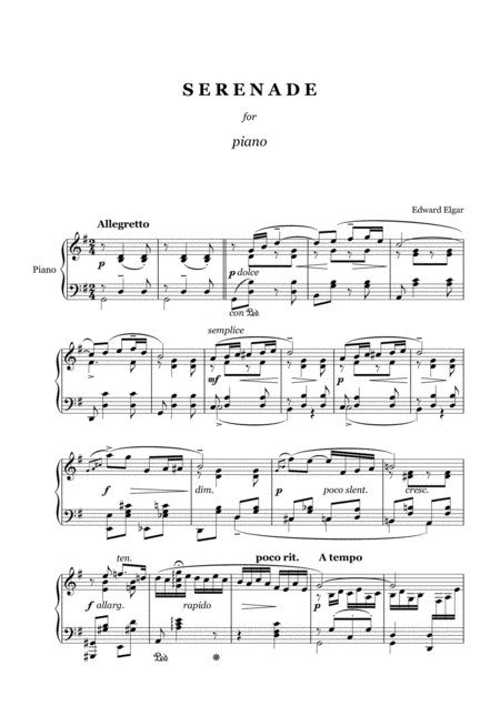 Free Sheet Music Elgar Serenade Piano Solo