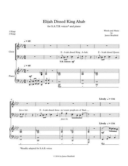 Free Sheet Music Elijah Dissed King Ahab