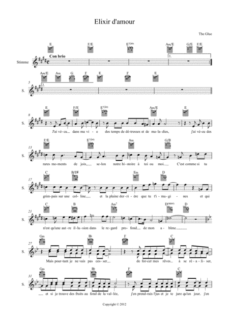 Free Sheet Music Elixir D Amour