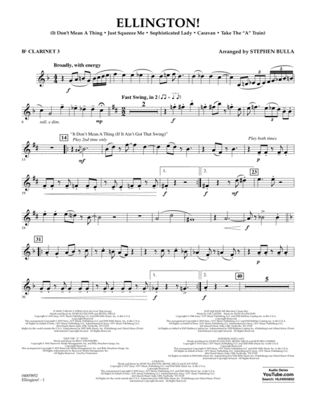 Free Sheet Music Ellington Arr Stephen Bulla Bb Clarinet 3