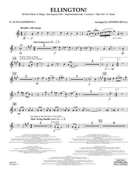 Ellington Arr Stephen Bulla Eb Alto Saxophone 2 Sheet Music