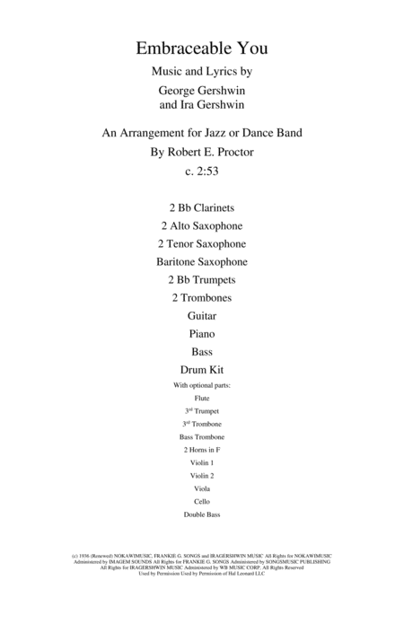 Free Sheet Music Embraceable You For Jazz Or Dance Band