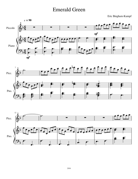 Free Sheet Music Emerald Green