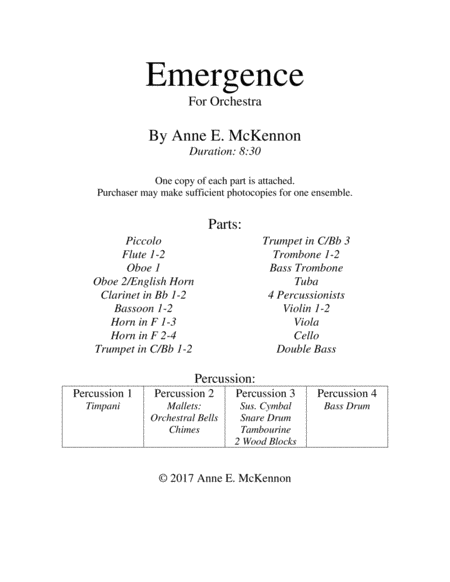 Emergence Parts Only Sheet Music