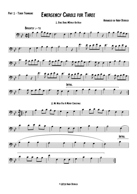 Free Sheet Music Emergency Carols For Three Low Brass