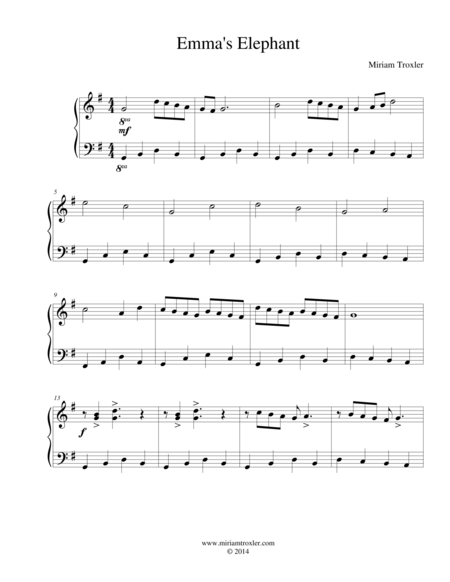 Free Sheet Music Emmas Elephant