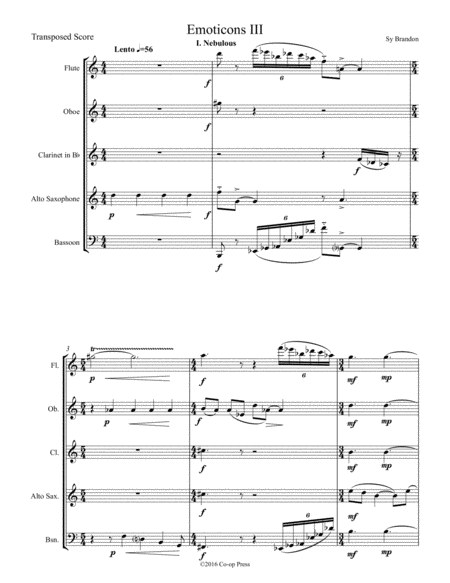 Free Sheet Music Emoticons Iii For Reed Quintet