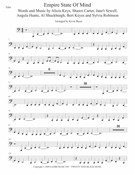 Free Sheet Music Empire State Of Mind Easy Key Of C Tuba