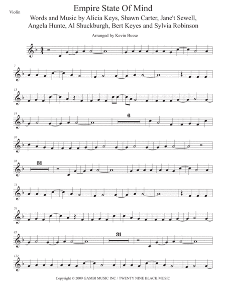 Free Sheet Music Empire State Of Mind Violin