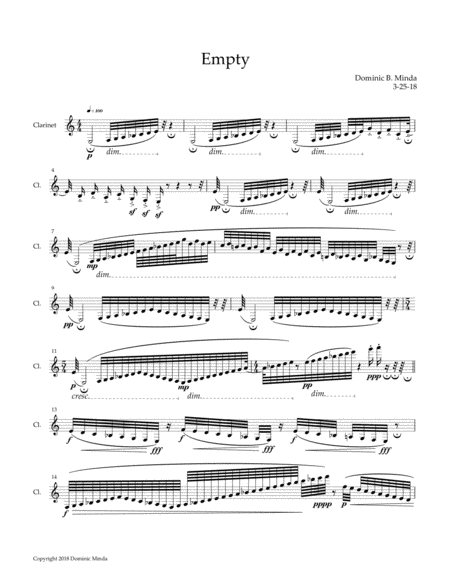 Empty A Clarinet Solo Sheet Music