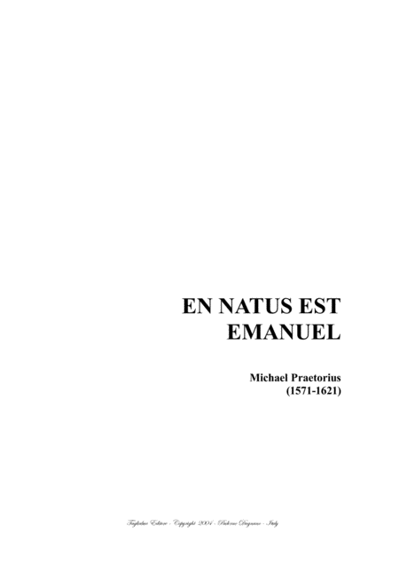 En Natus Est Emanuel M Praetorius For Satb Choir Sheet Music