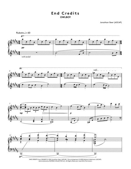 End Credits Owlboy Official Sheet Music