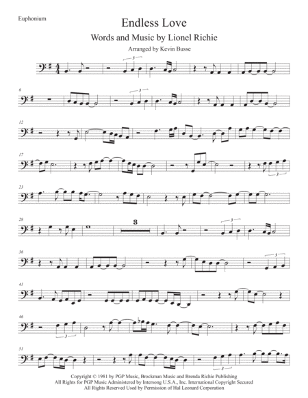 Endless Love Euphonium Sheet Music