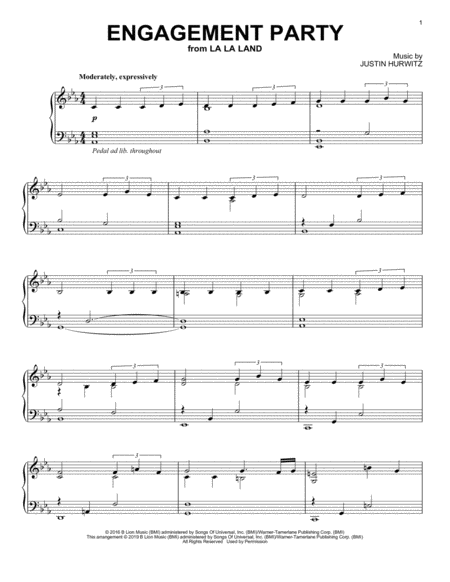 Engagement Party From La La Land Sheet Music